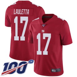 Limited Men's Kyle Lauletta Red Jersey - #17 Football New York Giants 100th Season Inverted Legend