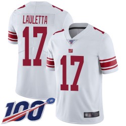 Limited Men's Kyle Lauletta White Road Jersey - #17 Football New York Giants 100th Season Vapor Untouchable