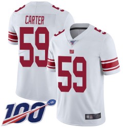 Limited Men's Lorenzo Carter White Road Jersey - #59 Football New York Giants 100th Season Vapor Untouchable