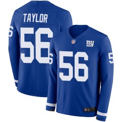 Limited Men's Lawrence Taylor Royal Blue Jersey - #56 Football New York Giants Therma Long Sleeve