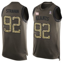 Limited Men's Michael Strahan Green Jersey - #92 Football New York Giants Salute to Service Tank Top