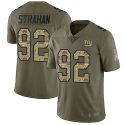 Limited Men's Michael Strahan Olive/Camo Jersey - #92 Football New York Giants 2017 Salute to Service