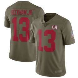 Limited Men's Odell Beckham Jr Olive Jersey - #13 Football New York Giants 2017 Salute to Service