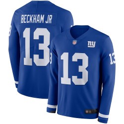 Limited Men's Odell Beckham Jr Royal Blue Jersey - #13 Football New York Giants Therma Long Sleeve