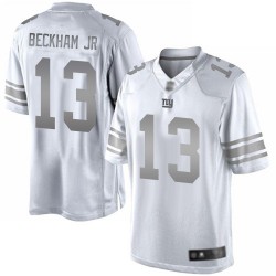 Limited Men's Odell Beckham Jr White Jersey - #13 Football New York Giants Platinum