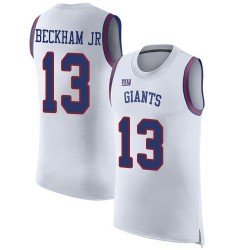 Limited Men's Odell Beckham Jr White Jersey - #13 Football New York Giants Rush Player Name & Number Tank Top