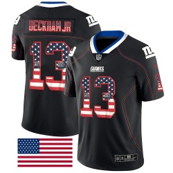 Limited Men's Odell Beckham Jr Black Jersey - #13 Football New York Giants Rush USA Flag