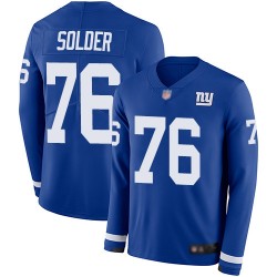 Limited Men's Nate Solder Royal Blue Jersey - #76 Football New York Giants Therma Long Sleeve