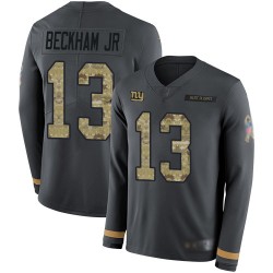 Limited Men's Odell Beckham Jr Black Jersey - #13 Football New York Giants Salute to Service Therma Long Sleeve