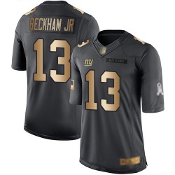Limited Men's Odell Beckham Jr Black/Gold Jersey - #13 Football New York Giants Salute to Service