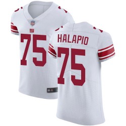 Elite Men's Jon Halapio White Road Jersey - #75 Football New York Giants Vapor Untouchable