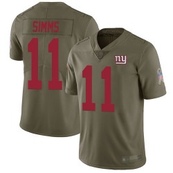 Limited Men's Phil Simms Olive Jersey - #11 Football New York Giants 2017 Salute to Service
