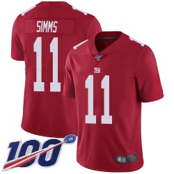 Limited Men's Phil Simms Red Jersey - #11 Football New York Giants 100th Season Inverted Legend