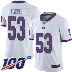 Limited Men's Oshane Ximines White Jersey - #53 Football New York Giants 100th Season Rush Vapor Untouchable