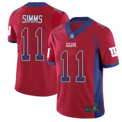 Limited Men's Phil Simms Red Jersey - #11 Football New York Giants Rush Drift Fashion