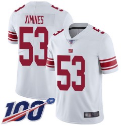 Limited Men's Oshane Ximines White Road Jersey - #53 Football New York Giants 100th Season Vapor Untouchable