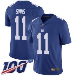 Limited Men's Phil Simms Royal Blue Home Jersey - #11 Football New York Giants 100th Season Vapor Untouchable