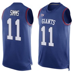 Limited Men's Phil Simms Royal Blue Jersey - #11 Football New York Giants Player Name & Number Tank Top