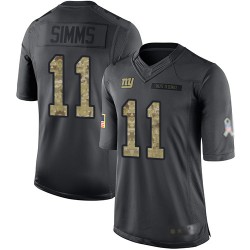 Limited Men's Phil Simms Black Jersey - #11 Football New York Giants 2016 Salute to Service
