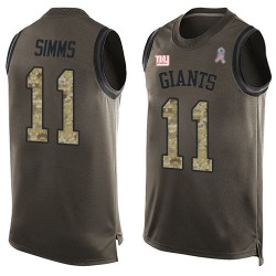 Limited Men's Phil Simms Green Jersey - #11 Football New York Giants Salute to Service Tank Top