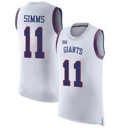 Limited Men's Phil Simms White Jersey - #11 Football New York Giants Rush Player Name & Number Tank Top