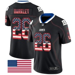 Limited Men's Saquon Barkley Black Jersey - #26 Football New York Giants Rush USA Flag