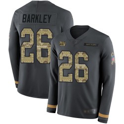 Limited Men's Saquon Barkley Black Jersey - #26 Football New York Giants Salute to Service Therma Long Sleeve