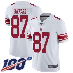 Limited Men's Sterling Shepard White Road Jersey - #87 Football New York Giants 100th Season Vapor Untouchable