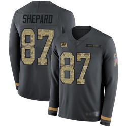 Limited Men's Sterling Shepard Black Jersey - #87 Football New York Giants Salute to Service Therma Long Sleeve