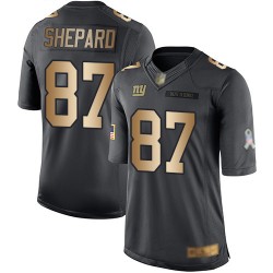 Limited Men's Sterling Shepard Black/Gold Jersey - #87 Football New York Giants Salute to Service