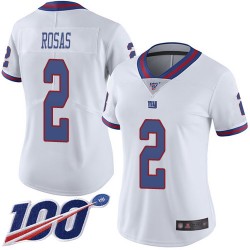 Limited Women's Aldrick Rosas White Jersey - #2 Football New York Giants 100th Season Rush Vapor Untouchable