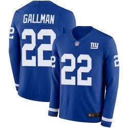 Limited Men's Wayne Gallman Royal Blue Jersey - #22 Football New York Giants Therma Long Sleeve