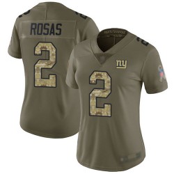 Limited Women's Aldrick Rosas Olive/Camo Jersey - #2 Football New York Giants 2017 Salute to Service