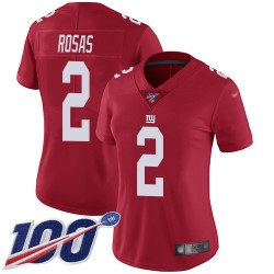 Limited Women's Aldrick Rosas Red Jersey - #2 Football New York Giants 100th Season Inverted Legend