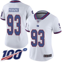 Limited Women's B.J. Goodson White Jersey - #93 Football New York Giants 100th Season Rush Vapor Untouchable