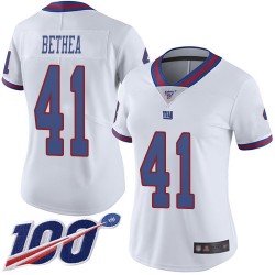Limited Women's Antoine Bethea White Jersey - #41 Football New York Giants 100th Season Rush Vapor Untouchable