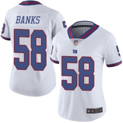 Limited Women's Carl Banks White Jersey - #58 Football New York Giants Rush Vapor Untouchable