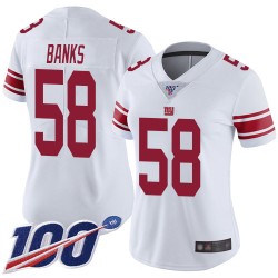 Limited Women's Carl Banks White Road Jersey - #58 Football New York Giants 100th Season Vapor Untouchable