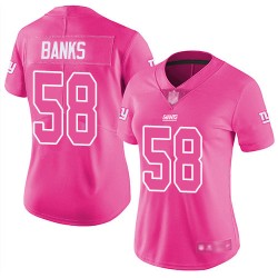 Limited Women's Carl Banks Pink Jersey - #58 Football New York Giants Rush Fashion