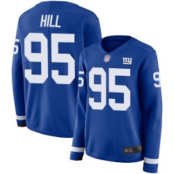 Limited Women's B.J. Hill Royal Blue Jersey - #95 Football New York Giants Therma Long Sleeve