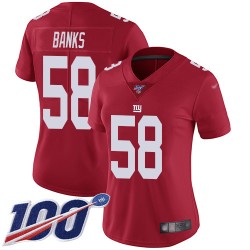 Limited Women's Carl Banks Red Jersey - #58 Football New York Giants 100th Season Inverted Legend