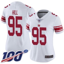 Limited Women's B.J. Hill White Road Jersey - #95 Football New York Giants 100th Season Vapor Untouchable