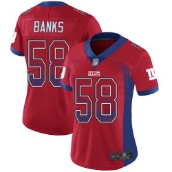 Limited Women's Carl Banks Red Jersey - #58 Football New York Giants Rush Drift Fashion
