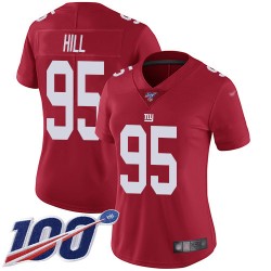 Limited Women's B.J. Hill Red Jersey - #95 Football New York Giants 100th Season Inverted Legend