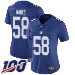 Limited Women's Carl Banks Royal Blue Home Jersey - #58 Football New York Giants 100th Season Vapor Untouchable