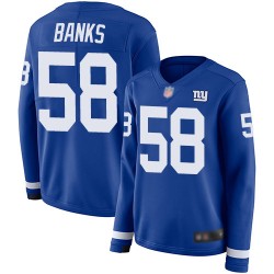 Limited Women's Carl Banks Royal Blue Jersey - #58 Football New York Giants Therma Long Sleeve