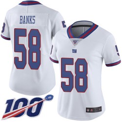 Limited Women's Carl Banks White Jersey - #58 Football New York Giants 100th Season Rush Vapor Untouchable
