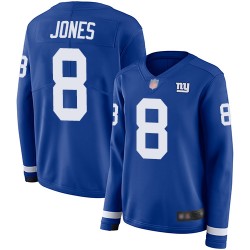 Limited Women's Daniel Jones Royal Blue Jersey - #8 Football New York Giants Therma Long Sleeve
