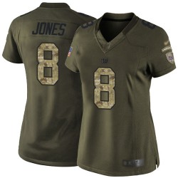 Limited Women's Daniel Jones Green Jersey - #8 Football New York Giants Salute to Service