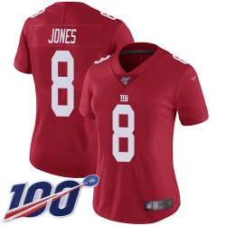 Limited Women's Daniel Jones Red Jersey - #8 Football New York Giants 100th Season Inverted Legend